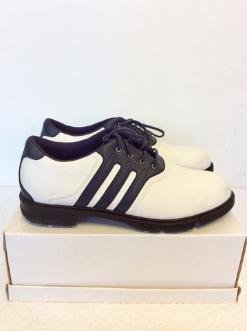 ADIDAS NAVY BLUE & WHITE LACE UP GOLF SHOES SIZE 7/40