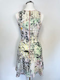 TED BAKER SAPIRA PALE PINK PRINT SLEEVELESS SKATER DRESS SIZE 0 UK 6/8
