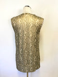 AIRFIELD GOLD SNAKESKIN COWL NECK SLEEVELESS STRETCH TOP SIZE 10