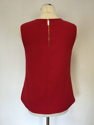 BRAND NEW TED BAKER NATALLE RED CHIFFON SLEEVELESS BOW TRIM TOP SIZE 2 UK 10