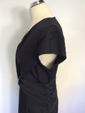 REISS BLACK MADDOX TWIST FRONT V NECKLINE DRESS SIZE 12