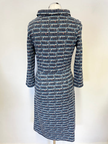 SEASALT CORNWALLBLUE PRINT THE CLEATS STRETCH JERSEY 3/4 SLEEVE DRESS SIZE 10