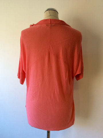 TED BAKER CORAL WRAP ACROSS SHORT SLEEVE CARDIGAN SIZE 3 UK 14