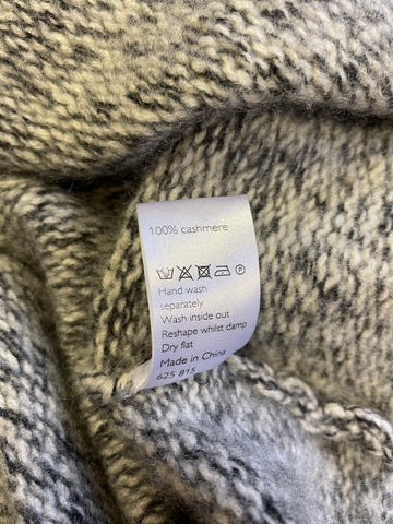 JOHN LEWIS WEEKEND COLLECTION BLACK & WHITE WEAVE 100% DONEGAL CASHMERE JUMPER SIZE 14
