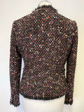 TED BAKER JASINA BLACK & MULTI COLOURED BOUCLE WEAVE JACKET SIZE 2 UK 10