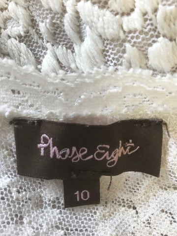 PHASE EIGHT IVORY LACE LONG SLEEVE STRETCH PENCIL DRESS SIZE 10