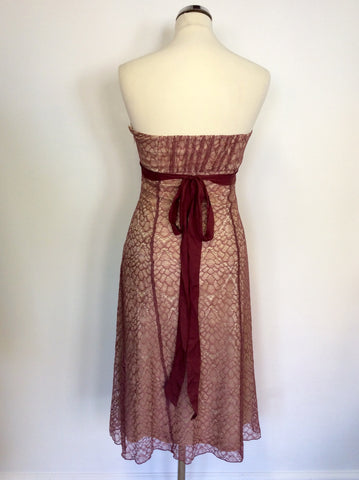 COAST DEEP ROSE PINK LACE STRAPLESS SPECIAL OCCASION DRESS SIZE 10