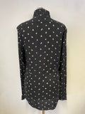 REISS PROVOST BLACK & WHITE FLORAL DAISY PRINT SHIRT SIZE S