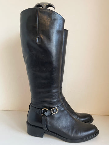 JONES THE BOOTMAKER BLACK LEATHER KNEE LENGTH RIDING BOOTS SIZE 6/39