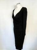 LK BENNETT BLACK WRAP ACROSS SPECIAL OCCASION DRESS SIZE 10