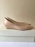 LK BENNETT SAFFIANO PERLA ROSE PALE PINK LEATHER KITTEN WEDGE HEELS SIZE 3.5/36