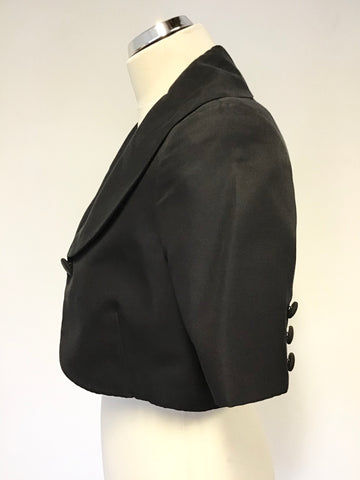 HOBBS BLACK COLLARED SHORT SLEEVE BOLERO JACKET SIZE 10