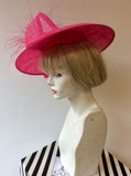 BRAND NEW NIGEL RAYMENT HOT PINK BOW & FEATHER TRIM HATINATOR