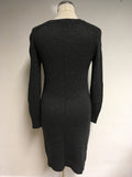 JAEGER DARK GREY KNIT LONG SLEEVE DRESS SIZE S