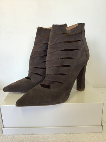 BRAND NEW STEVE MADDEN BROWN SUEDE CUT OUT DESIGN HEELED ANKLE BOOTS SIZE 6/39.5