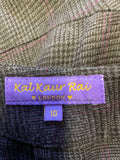 KAL KAUR RAI BROWN CHECK FLARED UNEVEN HEMLINE SKIRT SIZE 10