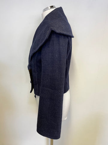 BRAND NEW JESIRE BLUE WOOL BLEND DOUBLE BREASTED FITTED JACKET SIZE S