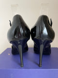 FENDI BLACK PATENT LEATHER PEEPTOE CUT OUT SIDE HEELS SIZE 4/37