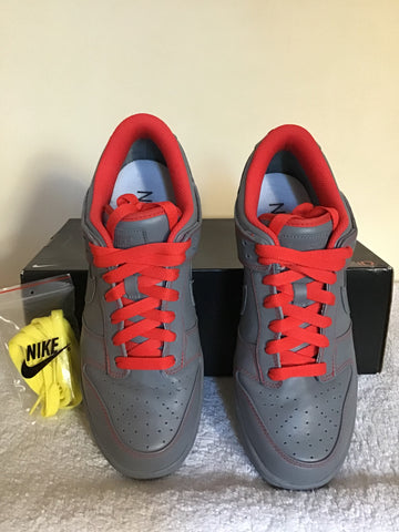 NIKE ID GREY & NEON RED LACE UP PERSONALISED TRAINERS SIZE 9/44
