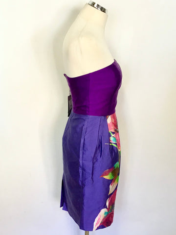 BRAND NEW COAST MULTI COLOURED STRAPLESS SPECIAL OCCASION BEE DRESS SIZE 8