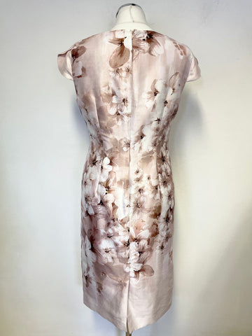 JACQUES VERT COLLECTION PALE PINK FLORAL PRINT PEARL TRIM SPECIAL OCCASION DRESS SIZE 8