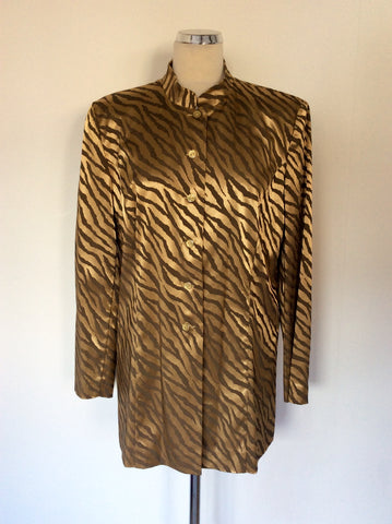 CAROLINE ROHMER GOLD & BROWN PRINT SPECIAL OCCASION JACKET SIZE 18