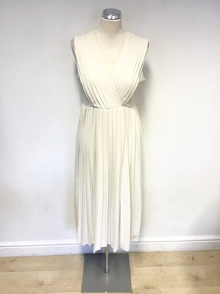 SELECTED FEMME CREAM SLEEVELESS PLEATED SPECIAL OCCASION DRESS SIZE 36 UK 8/10
