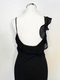 GHOST BLACK STRAPPY BIAS CUT FRILL TRIM LONG DRESS SIZE P UK XS/S