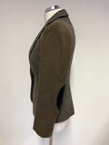 ZARA BROWN TWEED COLLARED FITTED JACKET SIZE S