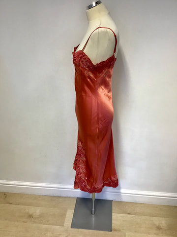 KAREN MILLEN SALMON EMBROIDERED LACE TRIM SLIP DRESS SIZE 14