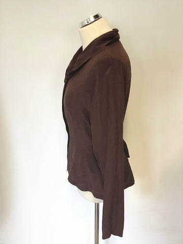 JIGSAW BROWN SILK TIE BACK BLOUSE SIZE 12