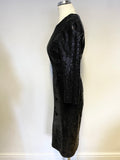BRAND NEW HOBBS INVITATION BLACK SEQUINNED 3/4 SLEEVE COCKTAIL DRESS SIZE 10