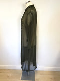 NITYA DARK GREEN DUSTER COAT, TROUSERS & CONTRAST CREAM SLEEVELESS TOP SIZE 12/14