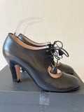 HOBBS BLACK LEATHER MINNIE LACE TIE HEELS SIZE 5/38