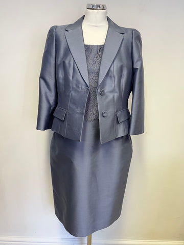 BRAND NEW HOBBS INVITATION BELLA DELPHINIUM BLUE LACE TRIM DRESS & JACKET SUIT SIZE 14