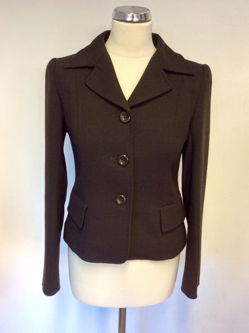 HOBBS DARK BROWN WOOL PENCIL SKIRT & JACKET SUIT SIZE 10