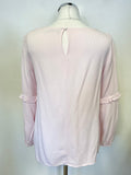 MINT VELVET PINK LONG FRILL SLEEVED TOP SIZE 10