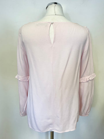 MINT VELVET PINK LONG FRILL SLEEVED TOP SIZE 10