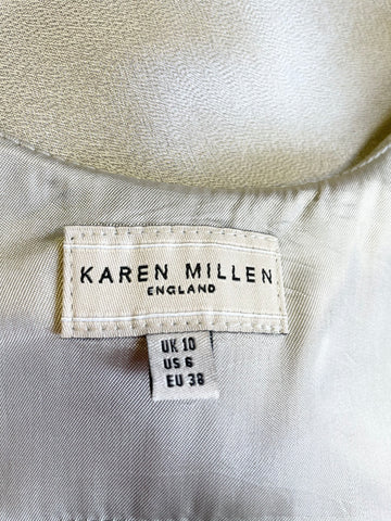 KAREN MILLEN SILVER GREY SILK BLEND SLEEVELESS EMPIRE LINE DRESS SIZE 10