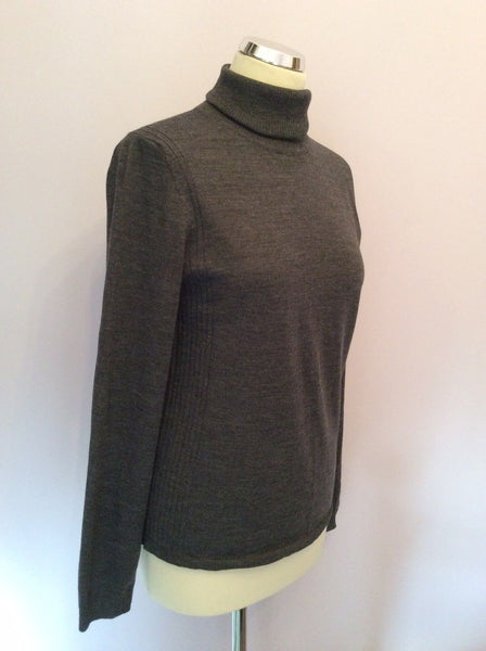 Kenar Dark Grey Merino Wool Polo Neck Jumper Size L - Whispers Dress Agency - Womens Knitwear