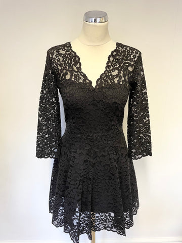 & OTHER STORIES BLACK LACE 3/4 SLEEVE FIT & FLARE OCCASION DRESS SIZE 8