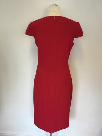 HOBBS RED CAP SLEEVE PENCIL DRESS SIZE 14