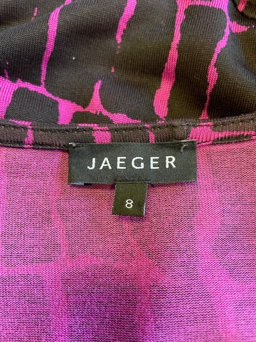 JAEGER BLACK & CERISE PINK 3/4 SLEEVE PENCIL DRESS SIZE 8