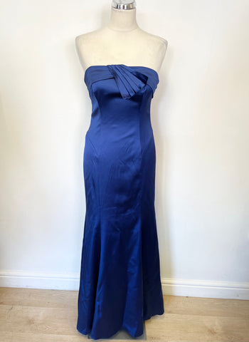 BRAND NEW COAST ROYAL BLUE SATIN LONG SPECIAL OCCASION/ EVENING DRESS SIZE 8