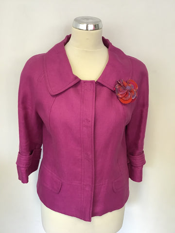 HOBBS PINK LINEN JACKET & SKIRT SUIT SIZE 10