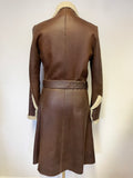 MULBERRY DARK BROWN LEATHER SHEEPSKIN KNEE LENGTH COAT SIZE 10