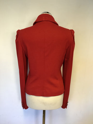 RONIT ZILKHA RED MILITARY STYLE FITTED JACKET SIZE 12
