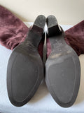 MARKS & SPENCER AUTOGRAPH PLUM SUEDE & LEATHER KNEE LENGTH BOOTS SIZE 8/42