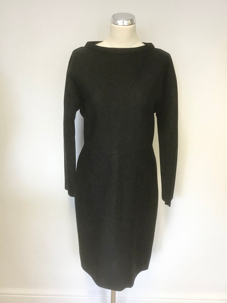 COS BLACK BOAT NECKLINE LONG SLEEVE DRESS SIZE M