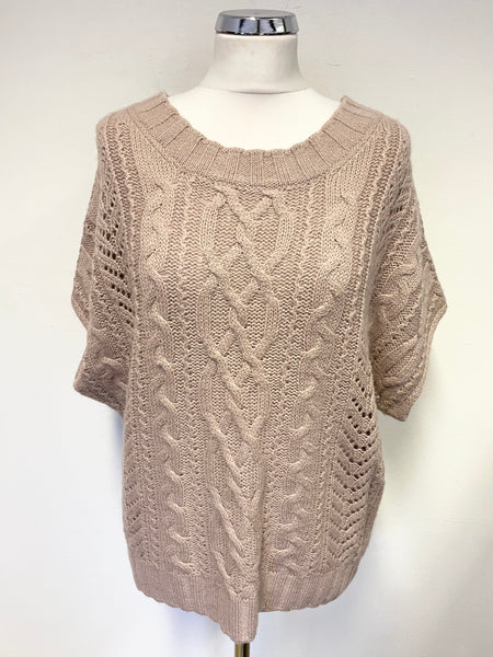 MASSIMO DUTTI MAUVE SHORT SLEEVED ALPACA & WOOL BLEND JUMPER SIZE XL